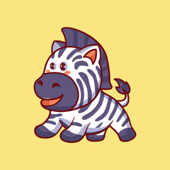 Cute zebra animal smile cartoon icon vector illustration