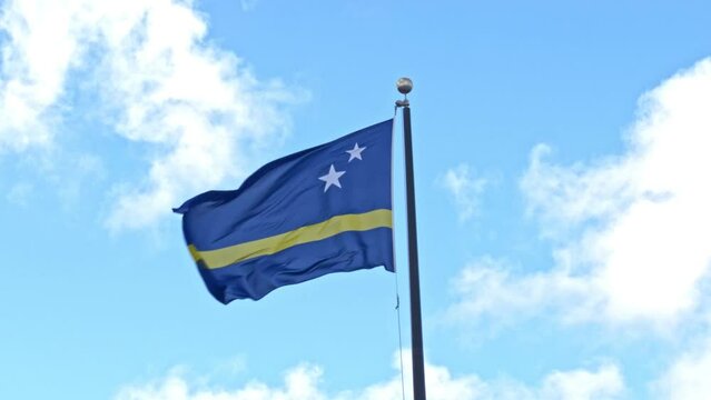 flag of curacao waving in the wind
