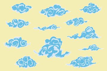 Fototapeta premium Chinese clouds elements collection . Asian clouds set.