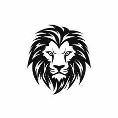 Majestic Monochrome Lion Head Logo: Modern Minimalism in Vector Design