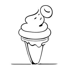 Ice Cream Minimal Outline Doodle in black line art style icon