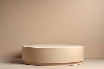 Travertine round podium in serene spa setting perfect for showcasing beauty products 