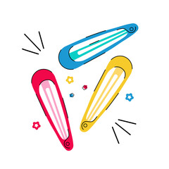 Hair clips, 90s-00s fashion, nostalgia design element, vector illustration. Cute hair clips for girls