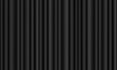 Black curtain background. Theatrical drapes. Black fabric. Wavy silk background.