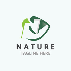 Letter N with green leaf nature logo design, organic landscape design garden vector