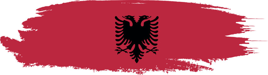 Albania flag on brush paint stroke.
