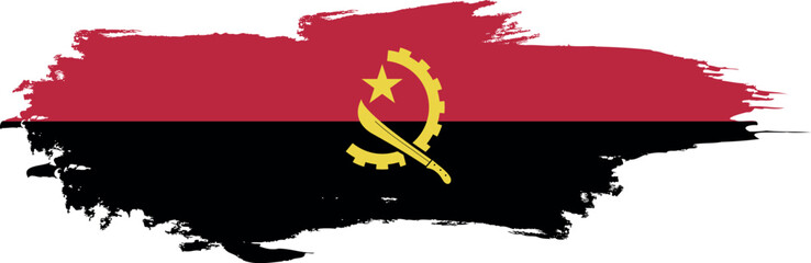 Angola flag on brush paint stroke.
