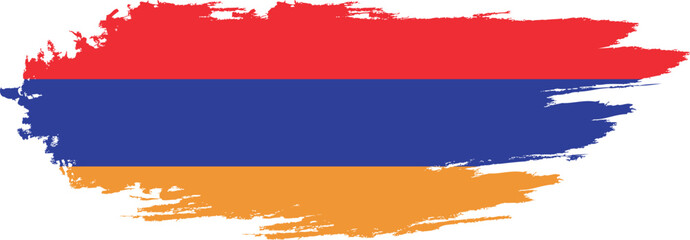 Armenia flag on brush paint stroke.
