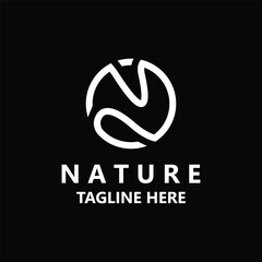 Letter N with green leaf nature logo design, organic landscape design garden vector