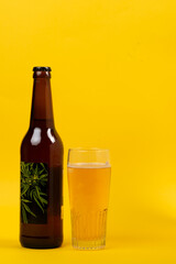 beer bottle and glass