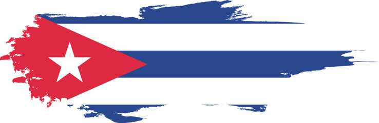 Cuba flag on brush paint stroke.

