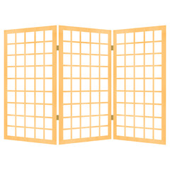 Beautiful Japanese traditional partition-folding door isolated on a white background