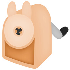 Cream Brown Pencil Sharpener with Minimalist Design isolated on white background