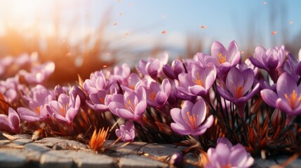 Spring Crocus Flower Clearing Delicate Purple, HD, Background Wallpaper, Desktop Wallpaper 
