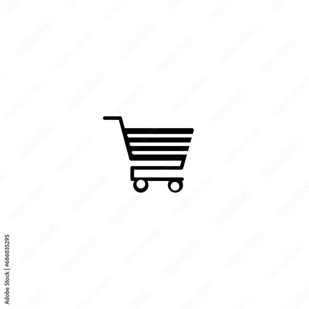 Poster shopping cart line art icon for apps and websites. shopping cart icon isolated on white background