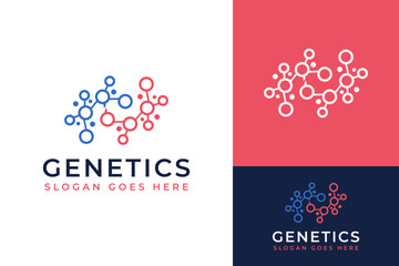 Genetic Protein Molecule Acid DNA Science Lab Logo Design Branding Template