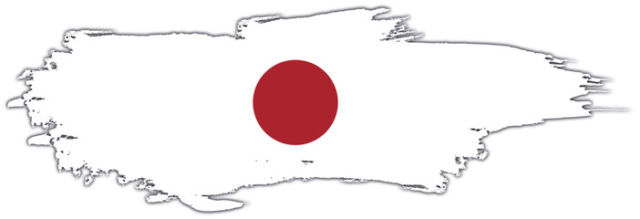 Japan flag on brush paint stroke.
