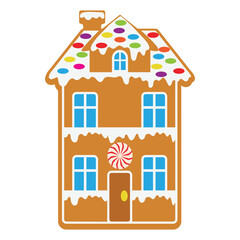 Christmas gingerbread house vector cartoon illustration
