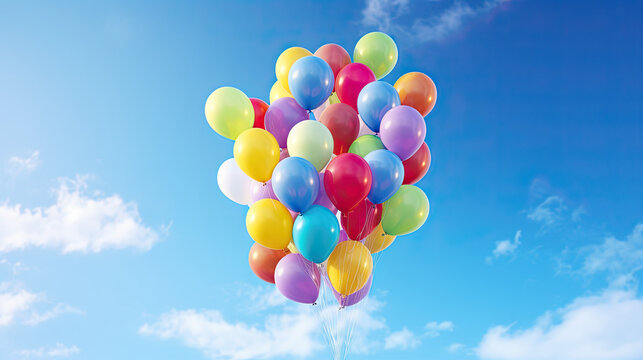 colorful balloons on the blue sky