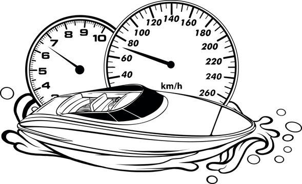 recommend clip art: Outline of a water boat from black lines