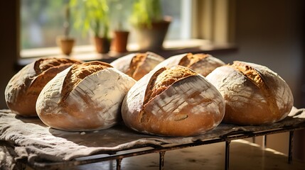 Rustic sourdough bread loaves
