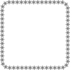 Snowflake square frame. Winter snowflake round border.