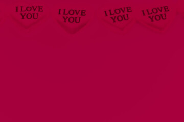 Valentine's Day photo concept with hearts on red background,red background with hearts