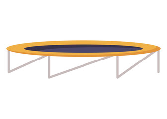 Jumping trampoline for children and adults. Indoor or outdoor fun, fitness jumping. Equipment acrobatic and gymnastic exercises. Vector illustration