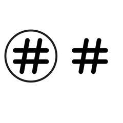 Hashtag icon on white background hashtag sign
