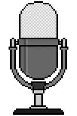 Fototapeta na wymiar microphone podcast pixel 8 bit vector png