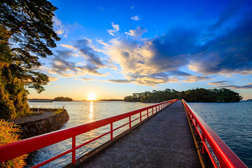 松島の日の出　福浦橋と福浦島　宮城県松島町　sunrise in matsushima. Fukuura...