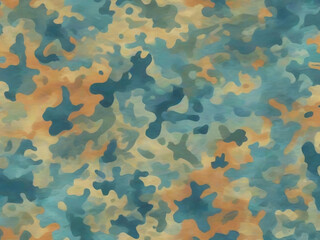 Full seamless orange camouflage texture skin pattern vector for military textile. Usable for Jacket Pants Shirt and Shorts. Green blue orange army camo design for fabric print.