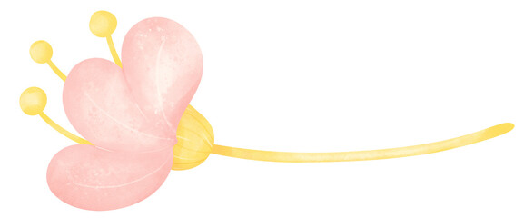 cute Pink flower with stem cartoon