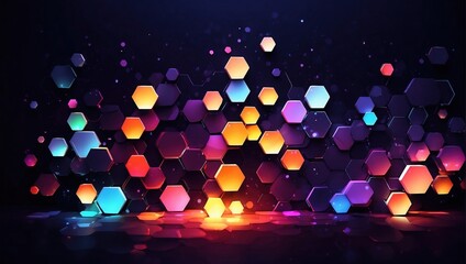 Abstract background with glowing lights hexagon Generative AI