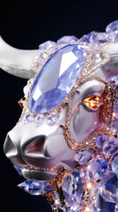 Zodiac sign Taurus made of a sparkling shiny colorful crystals