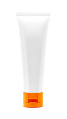 blank packaging white plastic tube with orange cap for cosmetic product design mock-up - 686043408