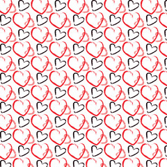 Seamless pattern with hand drawn hearts. St. Valentine's Day. Wedding.