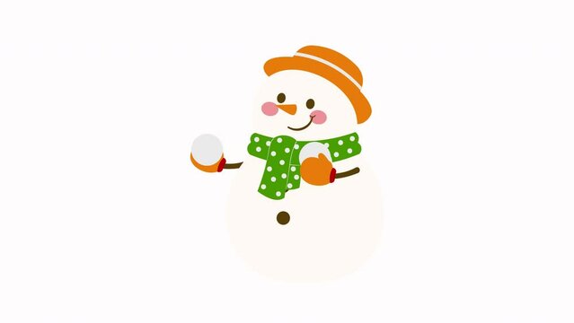 Happy Snowman Playing With Snowball Animation