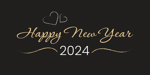 Happy New Year 2024 with Golden lettering, New Year Banner