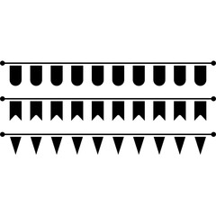 Carnival Bunting Flag Glyph Style PNG Transparent Background