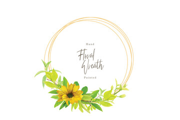 sunflower wreath arrangement illustration design - obrazy, fototapety, plakaty
