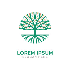 Circle Tree vector logo this beautiful tree is a symbol of life, beauty, growth, strength, and good health. Tree of life logo design inspiration