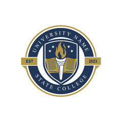 University college school badge logo design vector image. Education badge logo design. University high school emblem
