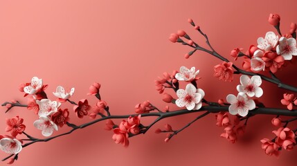 Obraz premium Silhouettes Chinese Blossoms, HD, Background Wallpaper, Desktop Wallpaper 