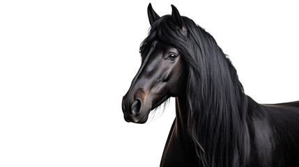 Obraz na płótnie Canvas Black horse face. Isolated on Transparent background.