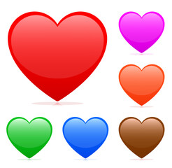 heart various colors  icons set