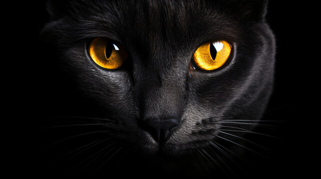 Gray Cat Black background