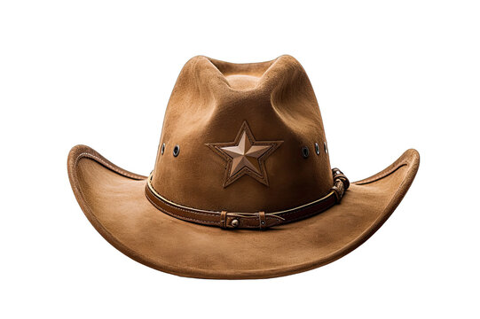 Brown cowboy hat with star On Transparent Background