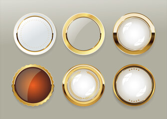 Luxury gold and white badges and labels vector collection 