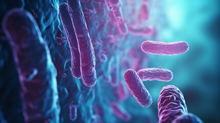 Escherichia coli bacterium E.coli 3d render